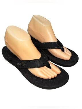 Ergo Foot Women's Size 9 Orthotic Flip Flop Thong Sandals Black Arch Support
